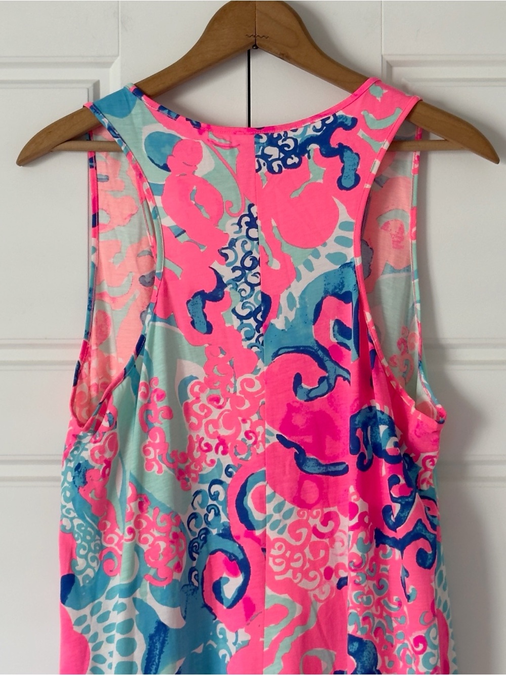 Lilly Pulitzer Melle Trapeze Dress Womens Large Pink Blue Coral I’m So Jelly - Picture 6 of 11